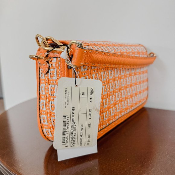 Fendi Zucca Woven Baguette NM Orange w/Strap - Picture 11 of 13